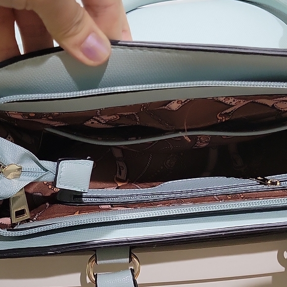 Large satchel bag shoulder bag light blue with light light green shade - Picture 14 of 14